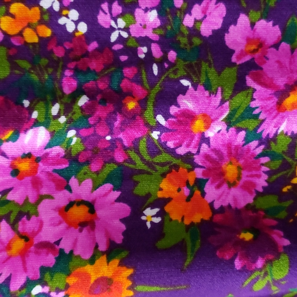 Vintage Floral Maxi Dress. Pink. Purple. Yellow. OOAK. 70s. Flower Power. - Picture 4 of 15